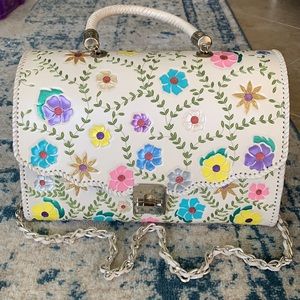 Codex Novus genuine leather flower embossed bag